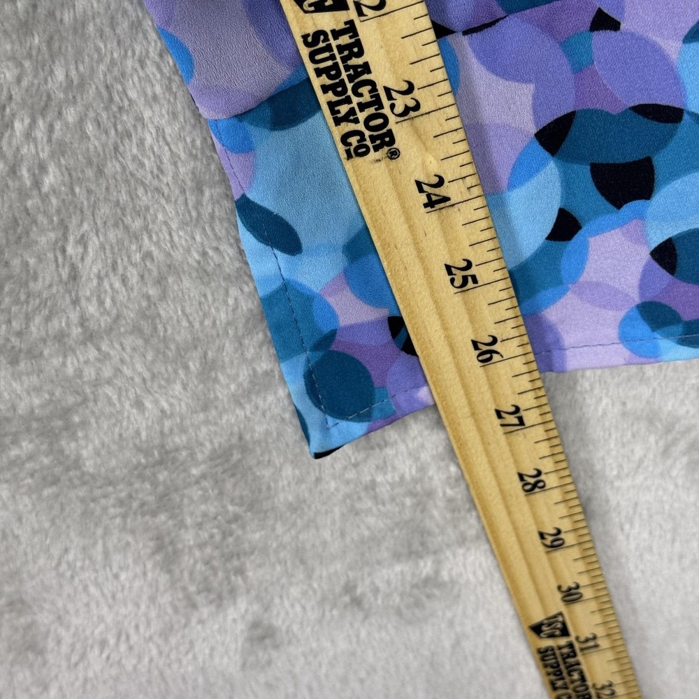 Black Market Shirt Womens Medium Blue Purple Geometric Button Up Long Sleeve USA - Picture 9 of 11